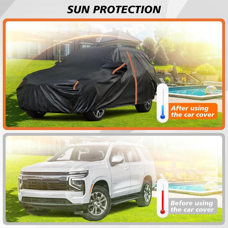 JAOGAUS غطاء سيارة SUV مقاوم للماء لسيارة GMC Yukon XL/GMC Denali (2004-2025) مع باب بسحاب وميزات مقاومة للرياح - Image 3