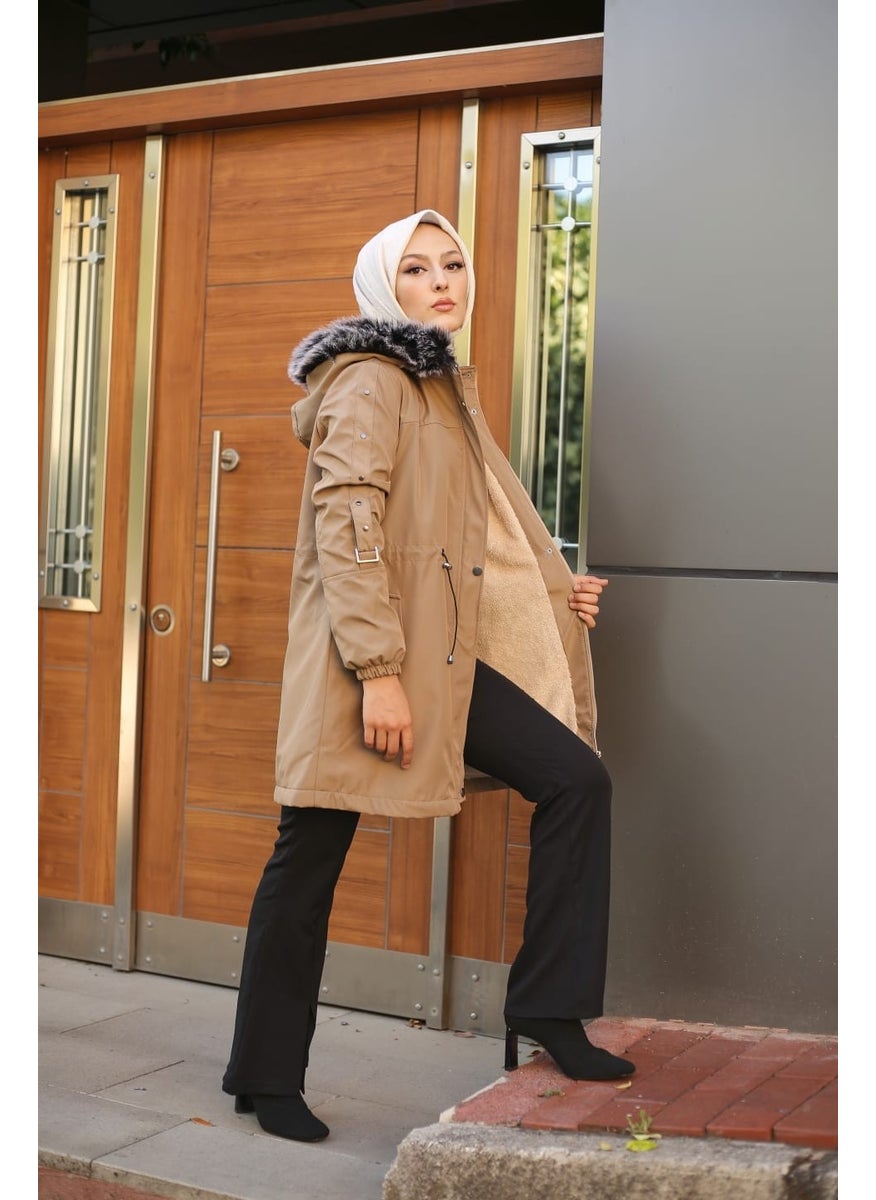 Beige Fur Lined and Waterproof Women's Winter Coat & Jacket - pzsku/ZE8CA5BC381C5EB32DB90Z/45/_/1738786257/d648254b-28bf-44a2-845d-d36b92c9985d