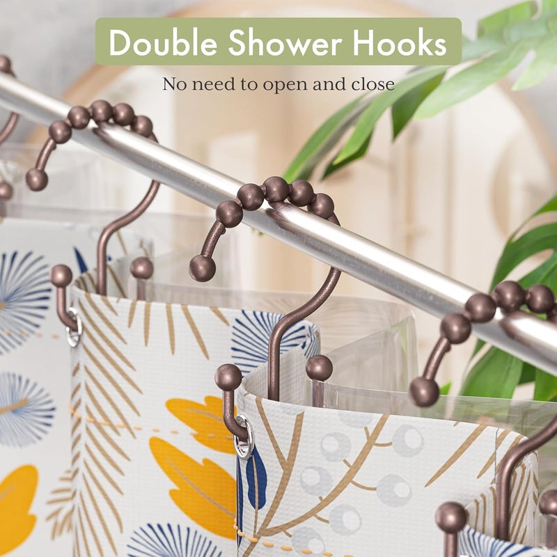 Amazer Shower Curtain Rings, Stainless Steel Shower Curtain Hooks Rings, 12 Pcs Double Glide Shower Rings for Bathroom Shower Curtain Rods Dual Rust-Resistant Shower Hooks, Bronze - Image 4
