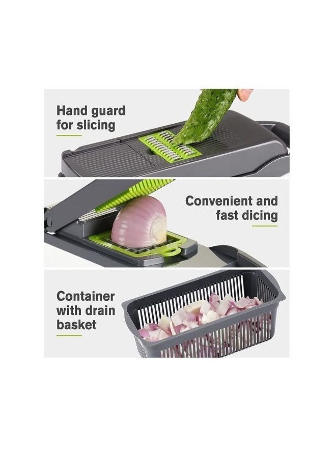 vesus - Vegetable Chopper 16 In 1 Multifunctional Vegetable Slicer Onion Mincer Chopper Vegetable Chopper Cutter Dicer Salad Potato Carrot Garlic Egg Separator - Image 1