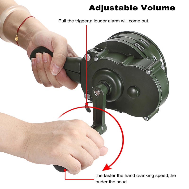 Sumnacon Hand Crank Siren Manual Operated Air Raid Siren with Foldable Handle for Sporting Events,Emergency Sturdy Waterproof Aluminum Alloy Tornado Siren Portable Loud Volume Emergency Siren,Green - Image 5