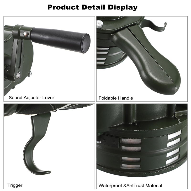 Sumnacon Hand Crank Siren Manual Operated Air Raid Siren with Foldable Handle for Sporting Events,Emergency Sturdy Waterproof Aluminum Alloy Tornado Siren Portable Loud Volume Emergency Siren,Green - Image 4