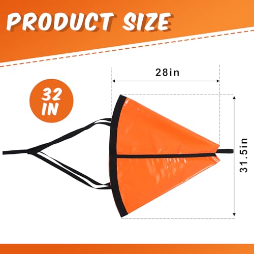 Tandefio 2 Pcs Drift Sock for Fishing Boat Marine Boat Parachute Sea Anchors for Boats 250d Nylon Trolling Fishing Drogue for Inflatable Sail Drift Anchor for Kayak Pontoon 32 InchOrange - Image 3