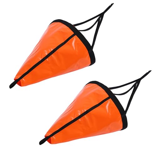 Tandefio 2 Pcs Drift Sock for Fishing Boat Marine Boat Parachute Sea Anchors for Boats 250d Nylon Trolling Fishing Drogue for Inflatable Sail Drift Anchor for Kayak Pontoon 32 InchOrange - Image 1