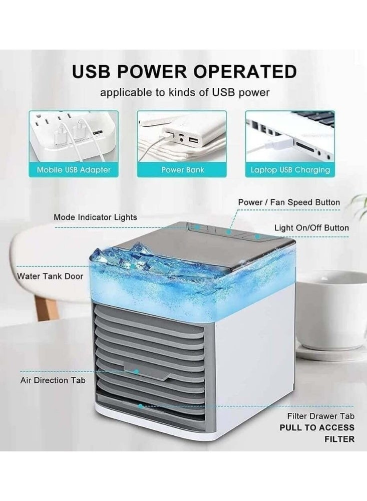 عام مكيف هواء صغير متنقل – تبريد وترطيب مع إضاءة LED – يعمل عبر USB - Image 2