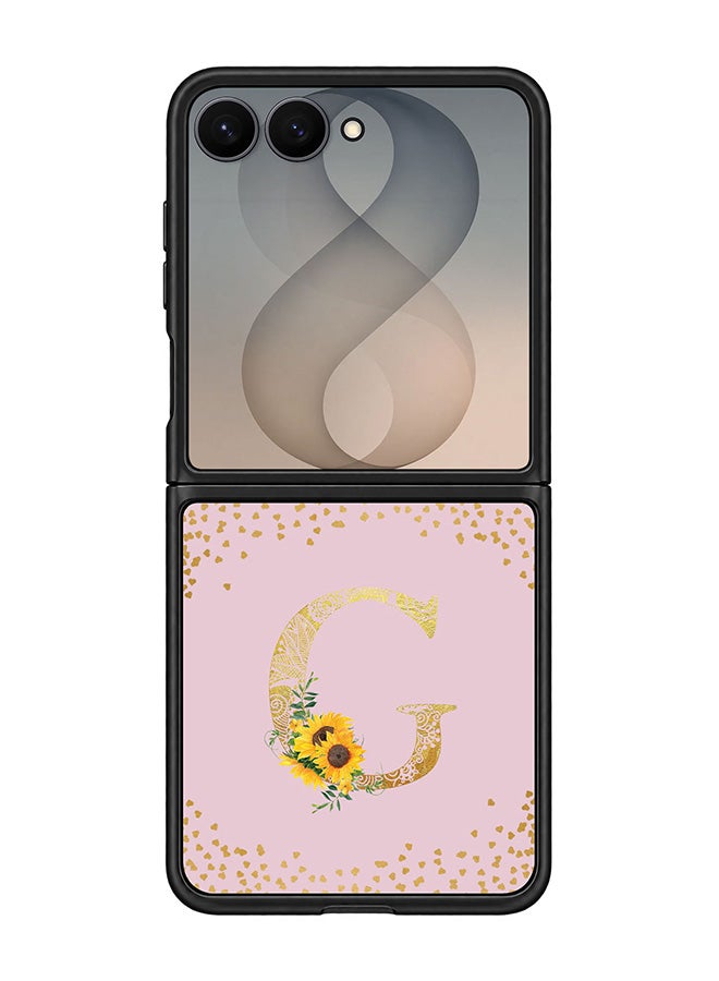 Stylizedd Rugged Case for Samsung Galaxy Z Flip8- Slim Fit Hybrid Rubber Cover Sunflower Monogram - G (Pink)