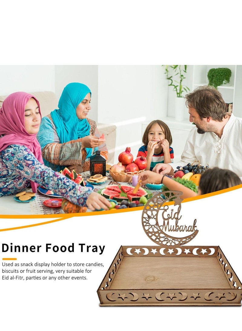 MIXDE Wooden Dessert Tray Square Crescent Food Serving Tray for Dessert Cake Pastry Display Holder Tableware Moon Star Dinner Tray for Festival Party Table Decor  - Image 4