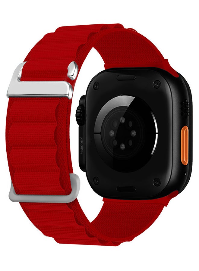 Replacement Band for Apple Watch Band 49mm 46mm 45mm 44mm - Alpine Loop Band for Women Men - Adjustable With Metal G-Hook Strap For iWatch Ultra Series SE 8/7/6/5/4/3/2/1 - Red - Image 1