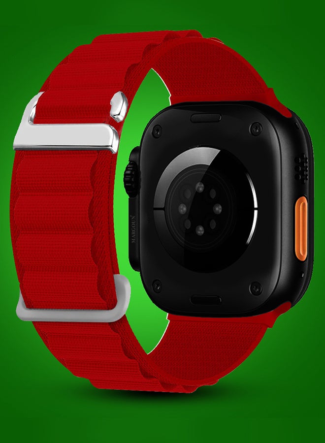 Replacement Band for Apple Watch Band 49mm 46mm 45mm 44mm - Alpine Loop Band for Women Men - Adjustable With Metal G-Hook Strap For iWatch Ultra Series SE 8/7/6/5/4/3/2/1 - Red - Image 4