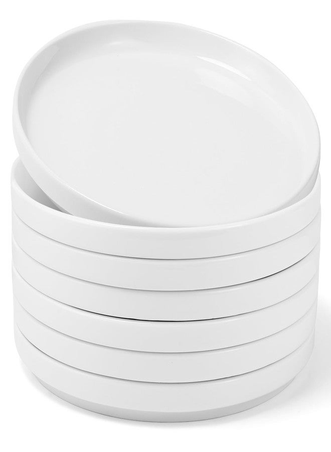 Enjamyo White Dinner Plates Set of 6, 10 Inch Porcelain Dessert Plates, Ceramic Appetizer Plate, White Round Salad Plate, Microwave & Dishwasher Safe, Scratch Resistant - Image 1