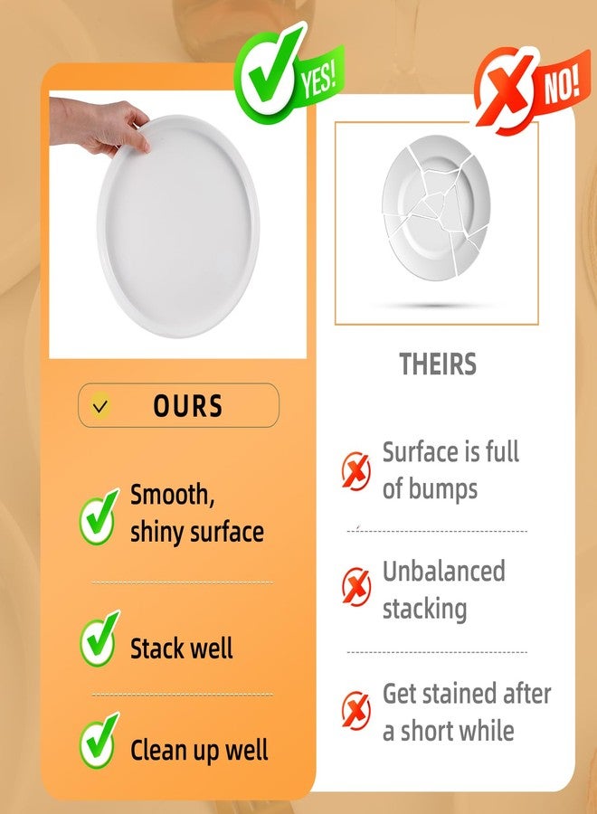 Enjamyo White Dinner Plates Set of 6, 10 Inch Porcelain Dessert Plates, Ceramic Appetizer Plate, White Round Salad Plate, Microwave & Dishwasher Safe, Scratch Resistant - Image 3