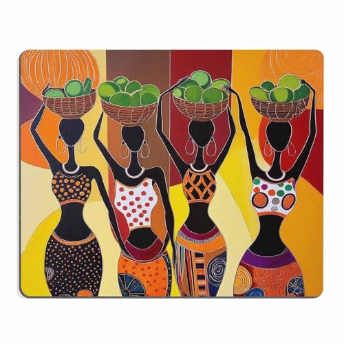 Mugod African Women Mouse Pad Four Sexy African Womens with Beautiful Dress Dance Mouse Mat Non-Slip Rubber Base Mousepad for Computer Laptop PC Gaming Working Office & Home 9.5x7.9 Inch - Image 1