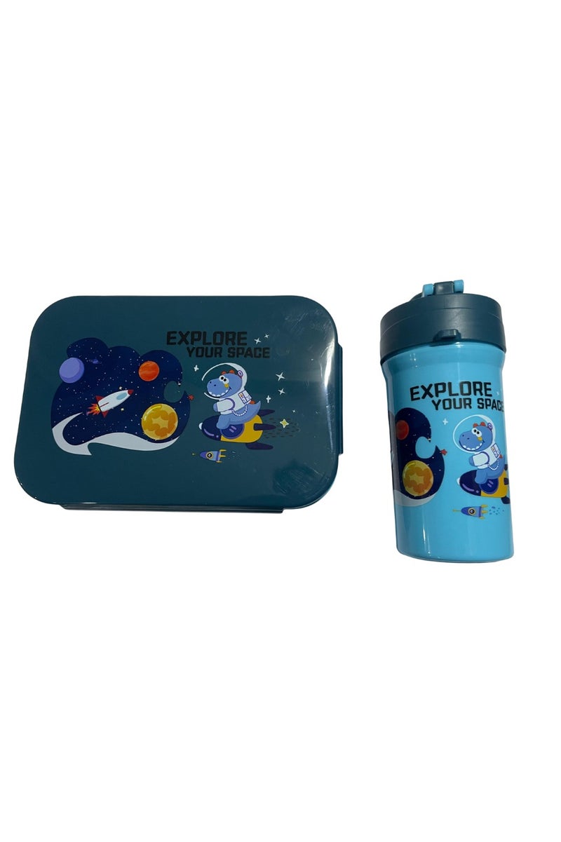 School Lunch Box + Kids’ Water Bottle – Practical Design to Keep Food Fresh All Day – Blue - Image 1