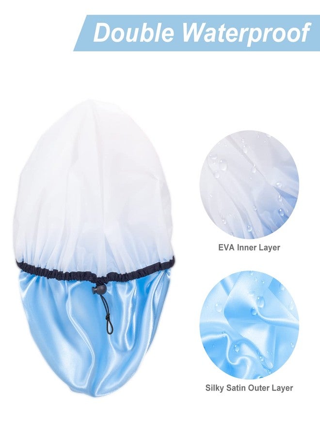 Auban Shower Cap for Women, Adjustable Reusable, Extra Large, Double-Layer Waterproof Bathing cap, Waterproof Exterior, EVA Lining, Hair Cap for All Hair lengths, 3 Colors - Image 4