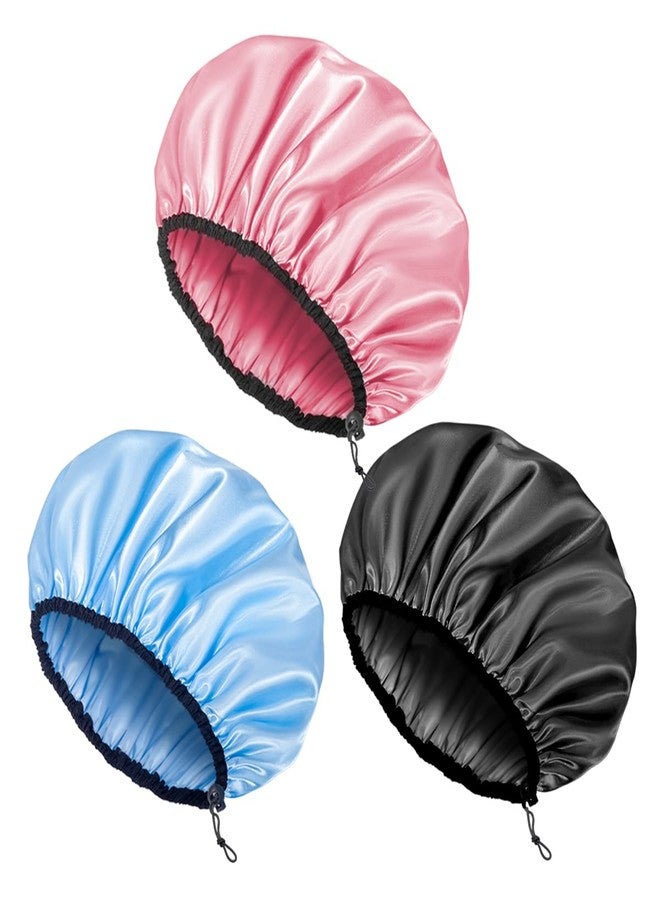 Auban Shower Cap for Women, Adjustable Reusable, Extra Large, Double-Layer Waterproof Bathing cap, Waterproof Exterior, EVA Lining, Hair Cap for All Hair lengths, 3 Colors - Image 1
