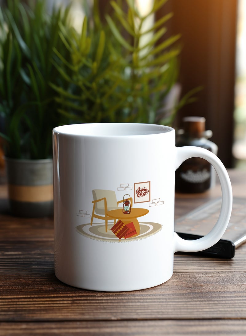 لوحة كوب ١١ أونصة من السيراميك بتصميم رمضان كريم مع فانوس - Image 2