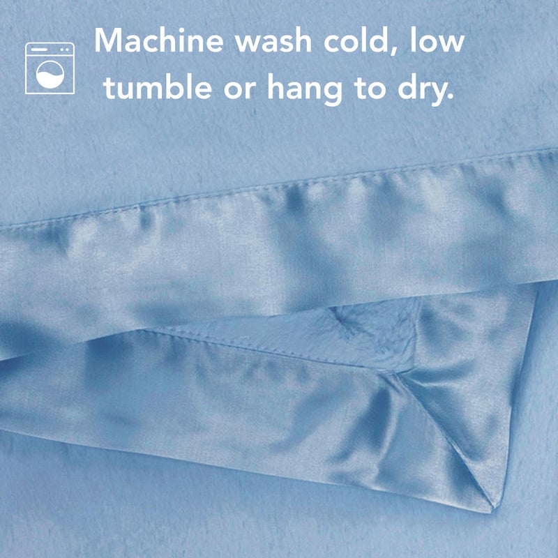 Little Giraffe Baby Blanket - Luxe Soft Blanket with Satin Trim - Baby Stroller Blanket - Newborn Baby Essentials & Baby Gifts - 29x35" - Cornflower - Image 4