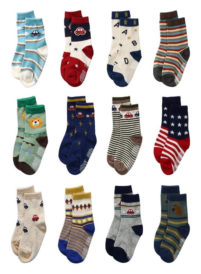 CUTEABLY Kid's/Baby's Cotton Grip Socks, Pack of 4 (4-5 Year), Multicolour - Image 4