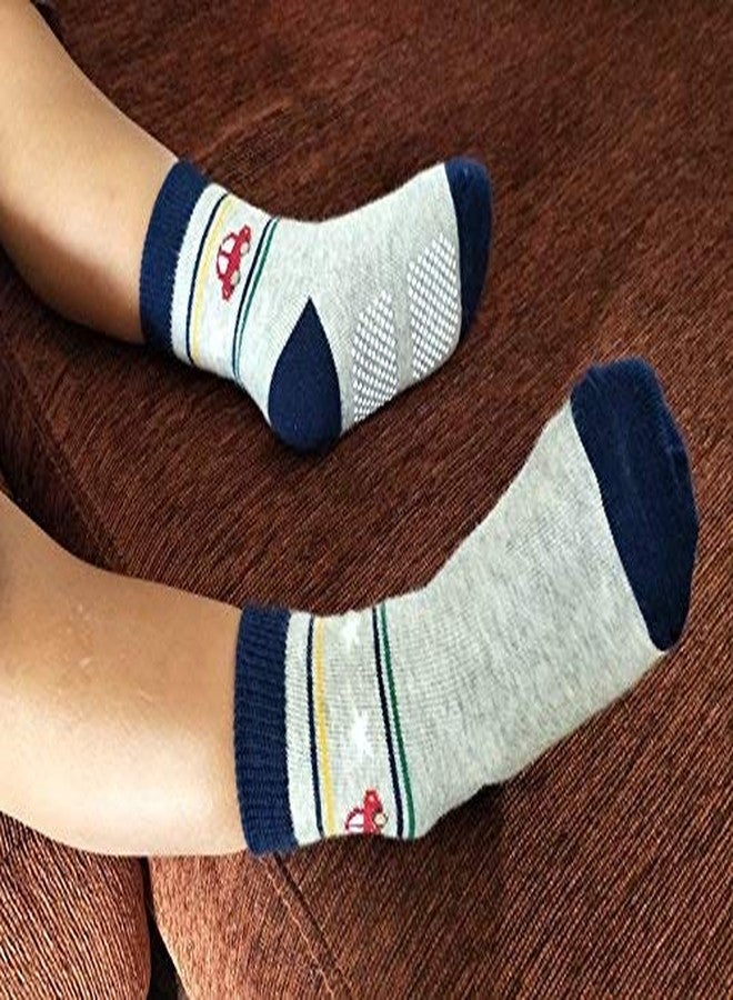 CUTEABLY Kid's/Baby's Cotton Grip Socks, Pack of 4 (4-5 Year), Multicolour - Image 3