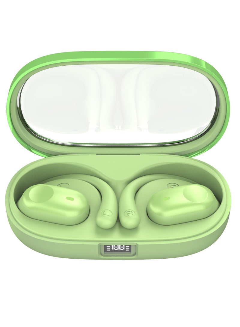 AROAQ X19 Wireless Bluetooth 5.3 Headphones Ear-Hook Earbuds with Microphone In-Ear Sports Headset Sweatproof Noise Reduction Earphone for Running Driving Office Working (Transparent Cover) - Image 1