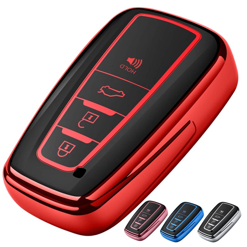 Tukellen for Toyota Key Fob CoverSpecial Soft TPU Key Case Cover Protector Compatible with 20192025 Rav4 20182024 Camry 4Runner 20202022 Highlander Corolla Prius Avalon CHR GT86Red