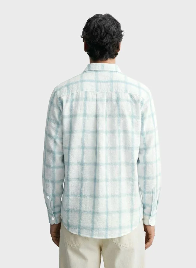 ذا انديان كراج كو Men Relaxed Fit Checked Cutaway Collar Full Sleeves Shirt