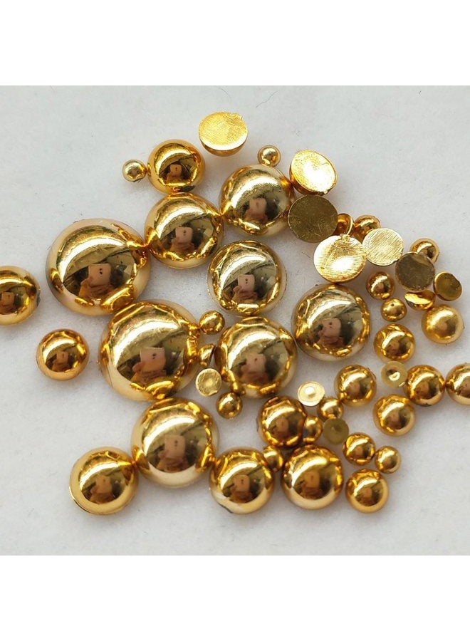 Chenkou Craft 3000PCS 7 Sizes (2.5/3/4/5/6/8/10mm) 1 Box Gold Round Flatback Imitation Half Pearls Bead Loose Beads Gem (Gold Half Ball) - Image 5