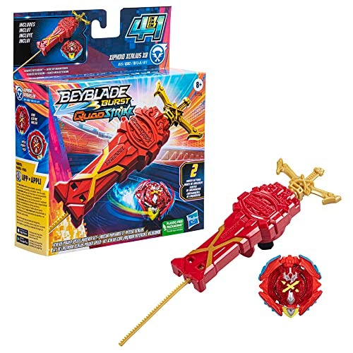 BeyBlade مجموعة لعبة المعركة باي بليد هاسبرو بيرست كواد سترايك إكسكالياس باور سبيد لونشر مع إكسكالياس باور سبيد لونشر وبياتل توب دوار يمين - Image 1