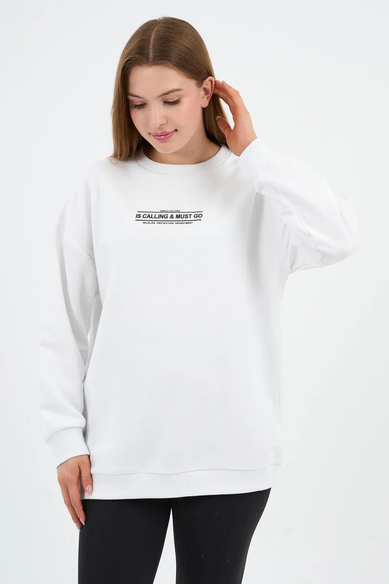 الكسندر جاردي Printed Detailed Sweatshirt with Polar Fleece Inside (B2337401)
