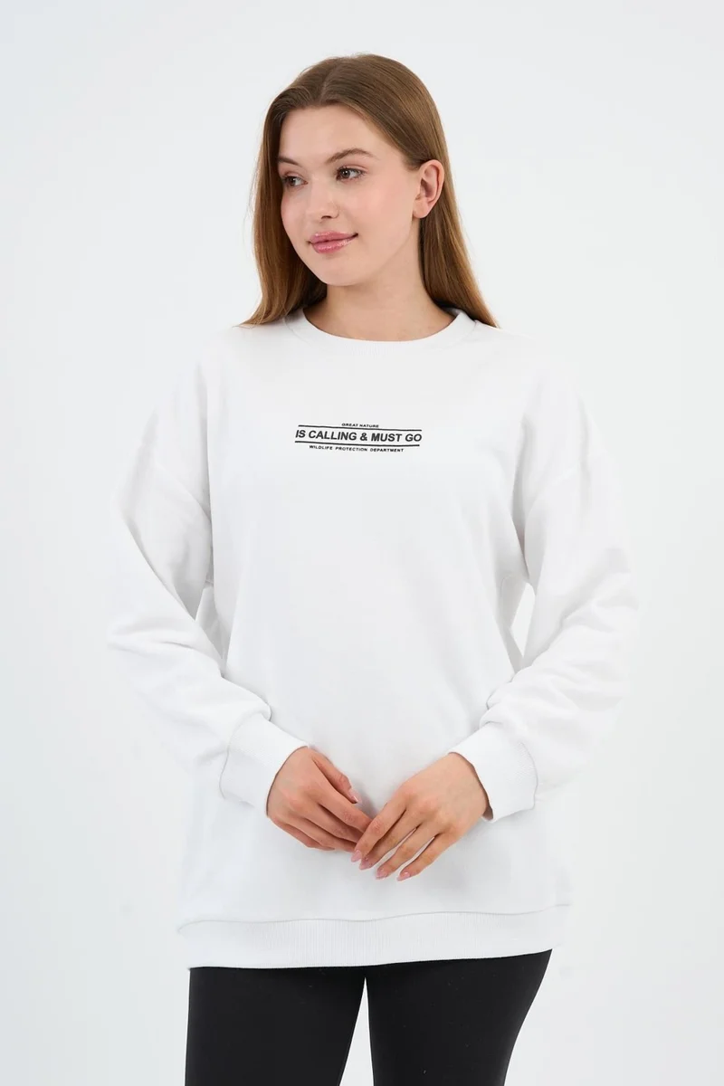 الكسندر جاردي Printed Detailed Sweatshirt with Polar Fleece Inside (B2337401)