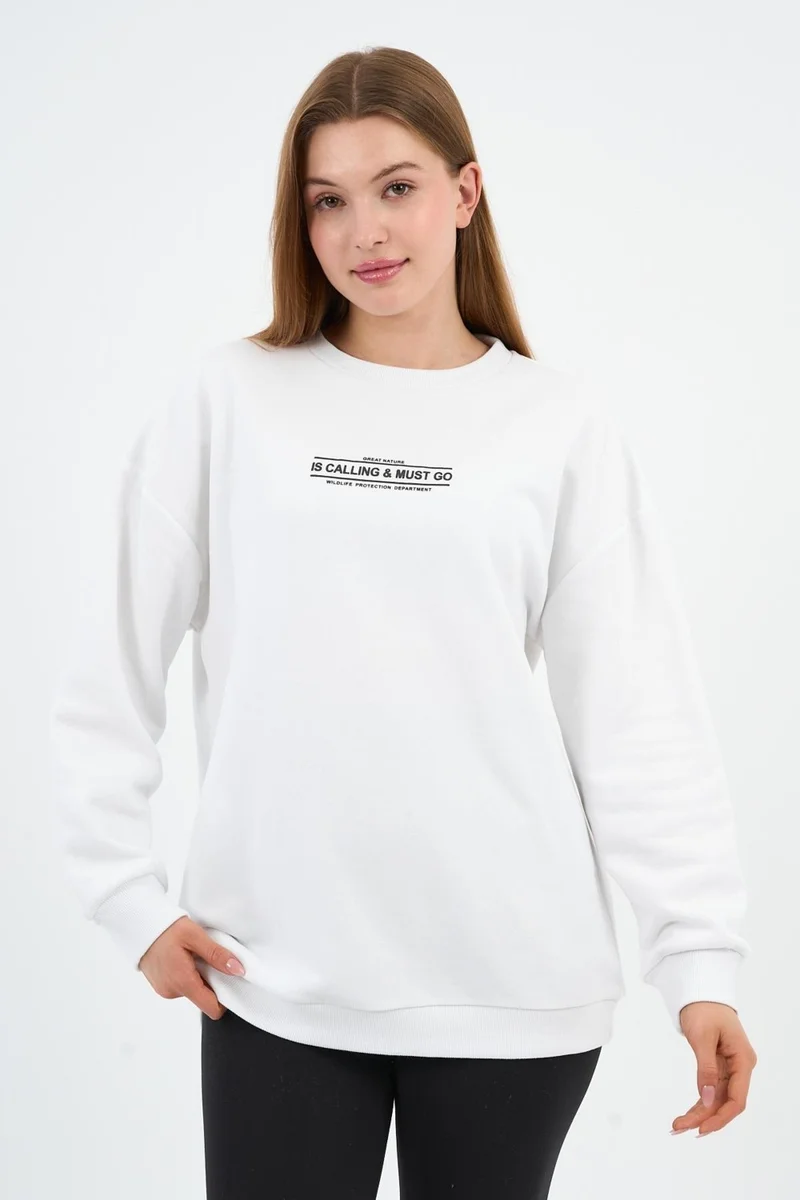 الكسندر جاردي Printed Detailed Sweatshirt with Polar Fleece Inside (B2337401)