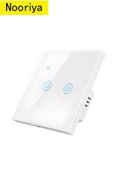 Nooriya WiFi Smart Wall Light Switch, No Neutral Wire Required, No Hub Required, Compatible with Google Home & Alexa, Touch & App Remote Control, Timing Function & Voice Control (Gang 2, White)  - Image 1