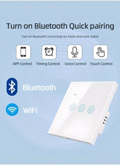 Nooriya WiFi Smart Wall Light Switch, No Neutral Wire Required, No Hub Required, Compatible with Google Home & Alexa, Touch & App Remote Control, Timing Function & Voice Control (Gang 2, White)  - Image 3