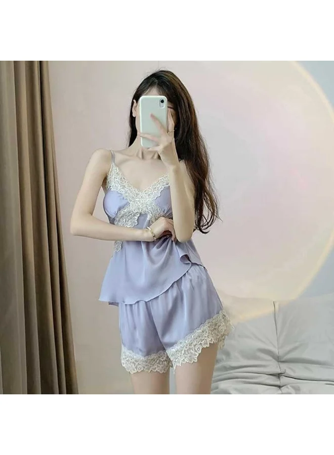 Caprisious Satin Lace Pajama Set for Women | Soft and Comfortable Sleepwear with Lace Detailing