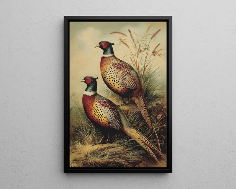 TNESSENTIAL Chinese Ring-Necked Pheasants Wall Art Poster or Canvas Print, Vintage Style Wildlife Illustration, Classical Bird Art Rustic Home Decor - Image 5