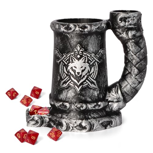 Luazuri Mug Dice Tower Dice Rolling Tower7PCS D20 Dice Set Included for DND Gift and Dungeons and Dragon Tabletop Games Drink Holder Tavern Style Board Game Roller Black - Image 1