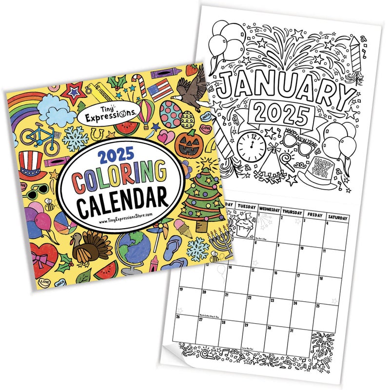 Tiny Expressions - Kids Coloring Calendar 2025-12 Month Color Your Own Wall Calendar for Children, Boys & Girls with Fun Planning Boxes for Daily, Weekly, and Monthly Tasks - Image 2