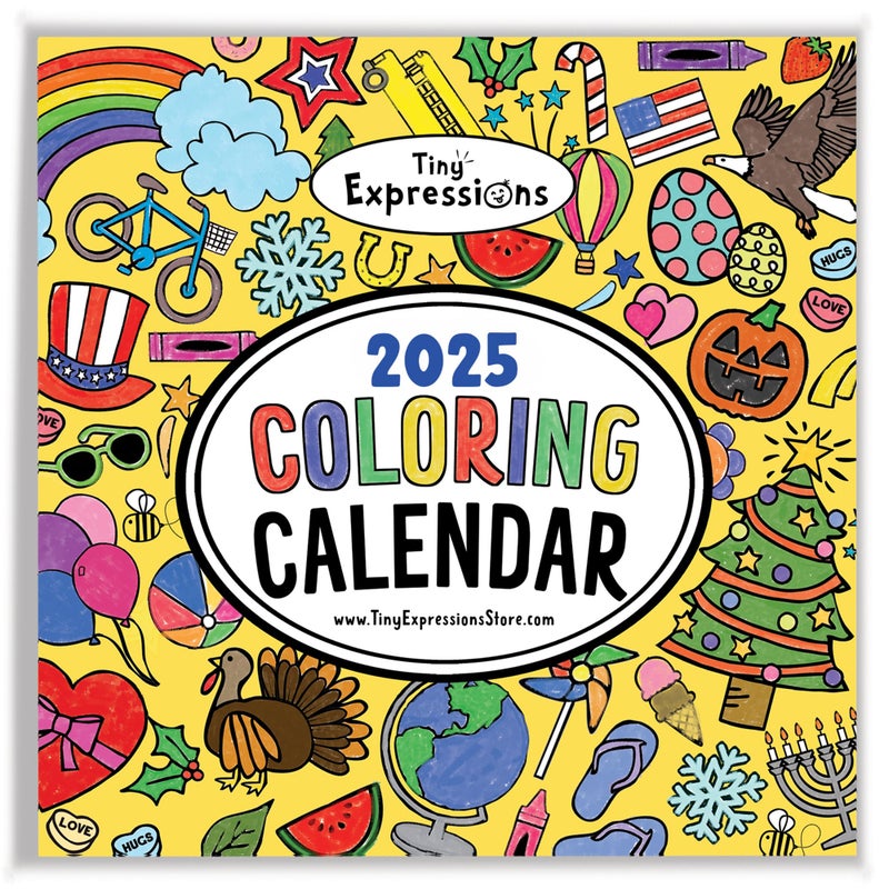 Tiny Expressions - Kids Coloring Calendar 2025-12 Month Color Your Own Wall Calendar for Children, Boys & Girls with Fun Planning Boxes for Daily, Weekly, and Monthly Tasks - Image 1