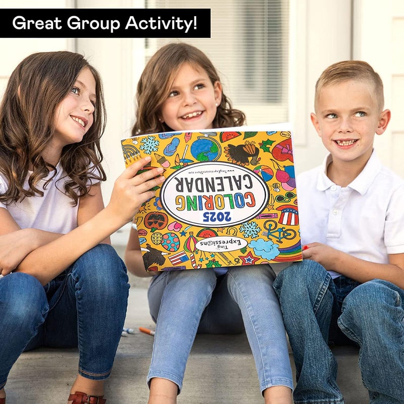 Tiny Expressions - Kids Coloring Calendar 2025-12 Month Color Your Own Wall Calendar for Children, Boys & Girls with Fun Planning Boxes for Daily, Weekly, and Monthly Tasks - Image 5