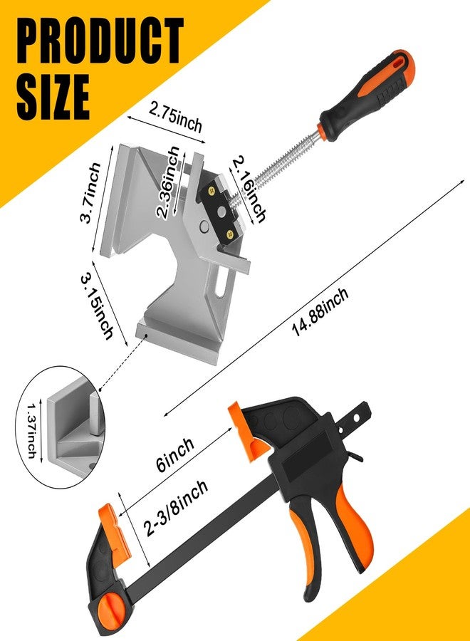 Leriton 6 Pcs Right Angle Clamp One Handed Ratchet 90 Degree Corner Wood Clamp 6 Inch Bar Single Handle Trigger for Wood Working Accessories - Image 2
