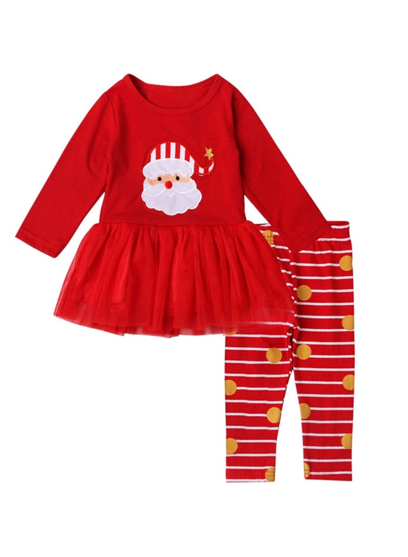 Highland Baby Girl Santa Claus Tulle T-Shirt Top and Pants Christmas Outfit - Small  - Image 2