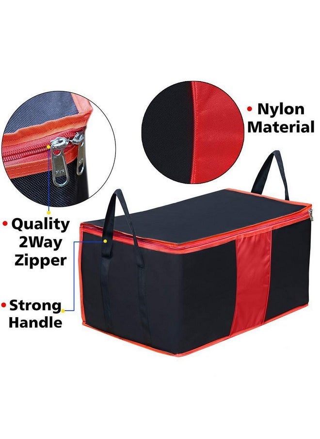 Storite Storite Multi-Purpose Moisture Proof Heavy Duty 1680 Denier Nylon 110 L Super-Size Large Toys/Stationery Paper/Blankets/Clothes Storage Bag -Black/Red (63.5 x 45.7 x 38 cm, Rectangular) (4 Pack)  - Image 3