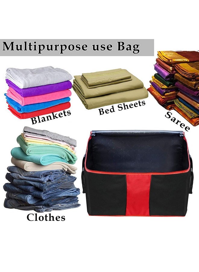 Storite Storite Multi-Purpose Moisture Proof Heavy Duty 1680 Denier Nylon 110 L Super-Size Large Toys/Stationery Paper/Blankets/Clothes Storage Bag -Black/Red (63.5 x 45.7 x 38 cm, Rectangular) (4 Pack)  - Image 4