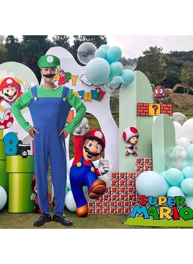 AUTOYSUR طقم أزياء ماريو ولويجي، زي لويجي، زي تنكري، زي ماريو ولويجي، أزياء سوبر بروس التنكري، ملابس نسائية ورجالية لعيد الميلاد، كرنفال، ملابس تنكرية - Image 2