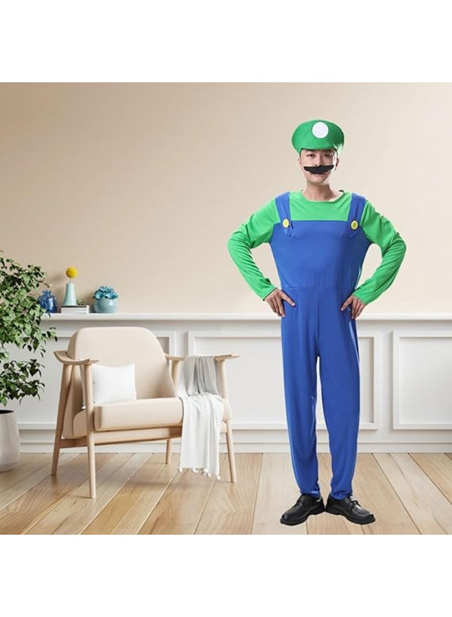 AUTOYSUR طقم أزياء ماريو ولويجي، زي لويجي، زي تنكري، زي ماريو ولويجي، أزياء سوبر بروس التنكري، ملابس نسائية ورجالية لعيد الميلاد، كرنفال، ملابس تنكرية - Image 5