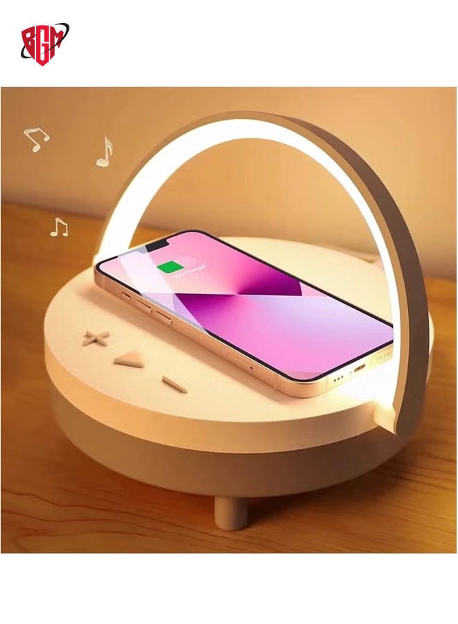 BGM LED Night Light Table Lamps, Music Lamp Wireless Charger Portable Bluetooth Speaker Touch Lamp, Portable Bluetooth Speaker, Wireless Charging Nightstand Lamp ,Birthday Gifts for Women, Men, Dad, Mom  - Image 1