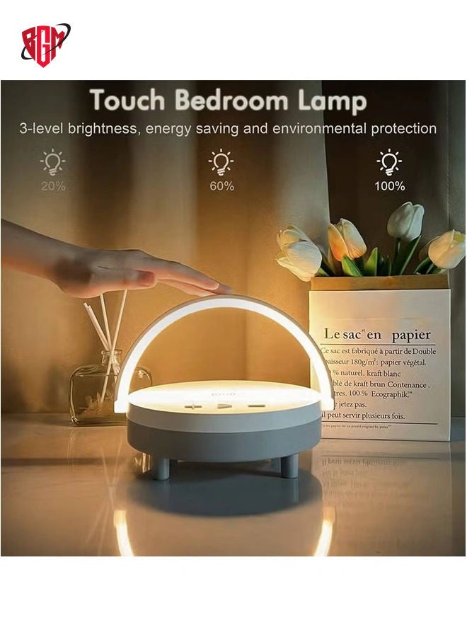 BGM LED Night Light Table Lamps, Music Lamp Wireless Charger Portable Bluetooth Speaker Touch Lamp, Portable Bluetooth Speaker, Wireless Charging Nightstand Lamp ,Birthday Gifts for Women, Men, Dad, Mom  - Image 2