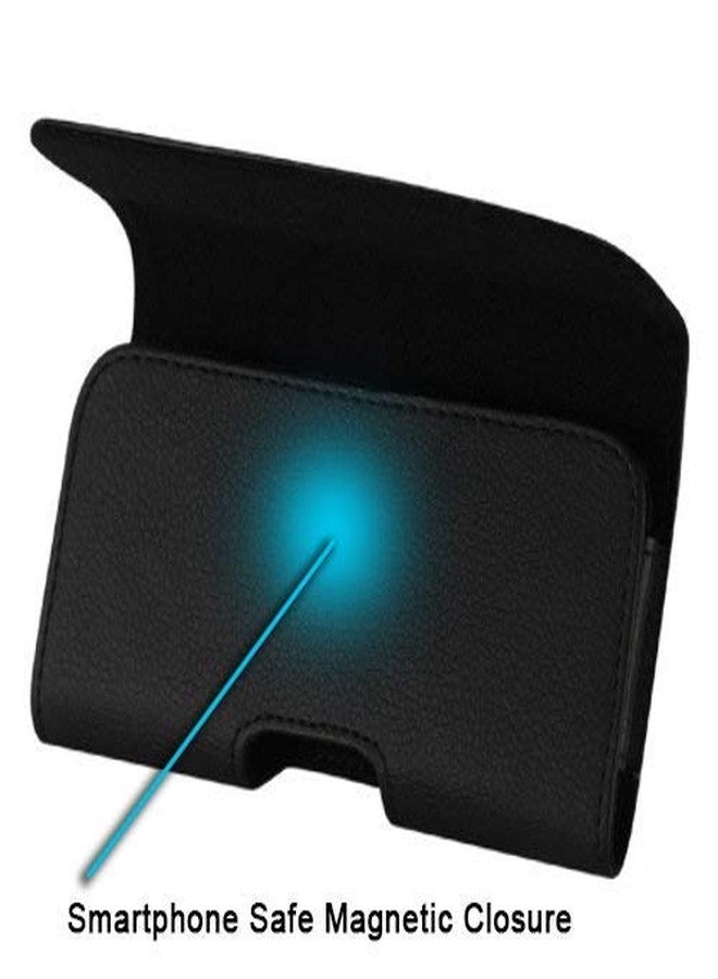 AGOZ Belt Clip Case for Motorola Moto G EXT, Premium Leather Pouch Case Holster with Belt Clip&Belt Loops (5.75"x3"x0.75) Black - Image 2