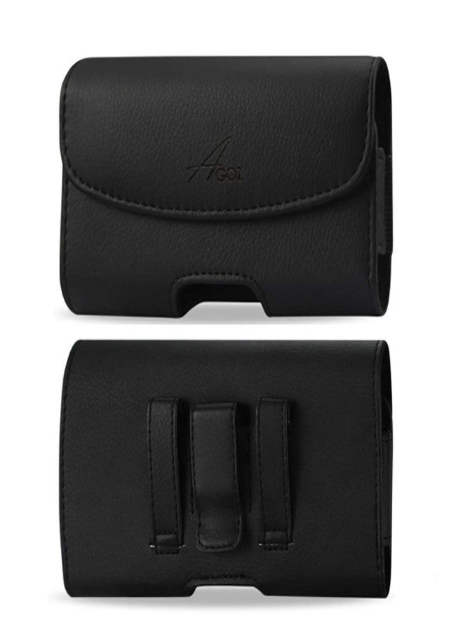 AGOZ Belt Clip Case for Motorola Moto G EXT, Premium Leather Pouch Case Holster with Belt Clip&Belt Loops (5.75"x3"x0.75) Black - Image 1