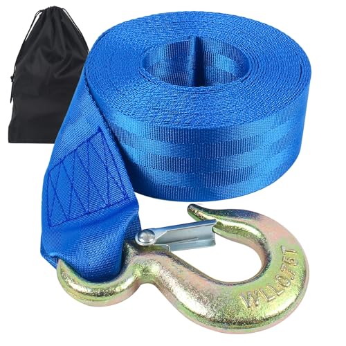 VEITHI Boat Winch Strap with Hook 2 inch x 20 Foot,Boat Trailer Winch Strap 10,000 lbs Breaking Strength 3300 lbs Working Load Great for Truck Heavy Duty Equipment (Blue) - Image 1